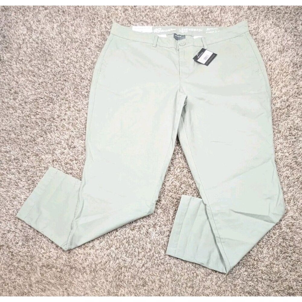 Eddie Bauer Boyfriend Midrise Slim Chinos Women's P12 12 Petite Light Green